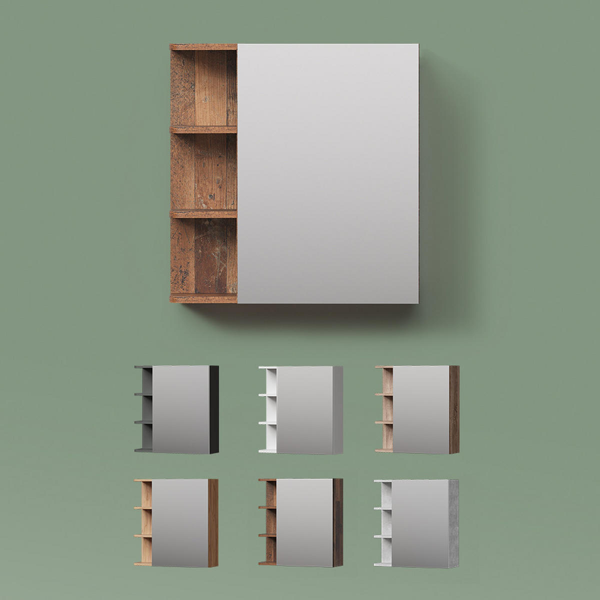 BADSPIEGELSCHRANK Fucino Weiß 62 x 64 cm - Weiß, Holzwerkstoff (62/64/20.8cm) - Livinity®