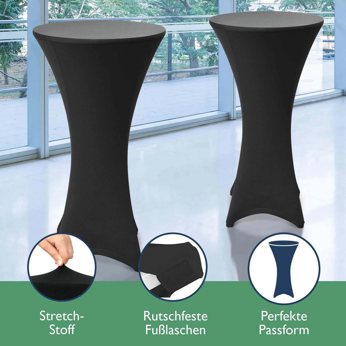 STEHTISCHHUSSE Stella Ø 60cm Schwarz (2tlg) - Schwarz, Textil (600/120cm) - Beautissu 