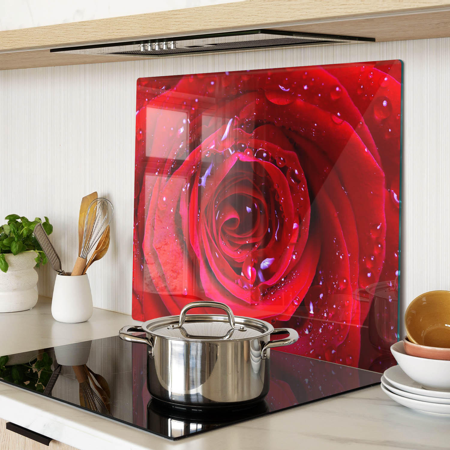 GLASPLATTE 60x52 cm Die Rose - Rot, Glas (60/0.4/52cm) - TULUP