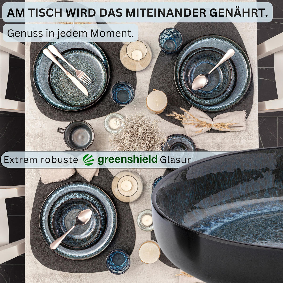 PASTASCHALEN MANILA - 6 teilig aus Steingut - Blau, Stein (22.2cm) - Sänger
