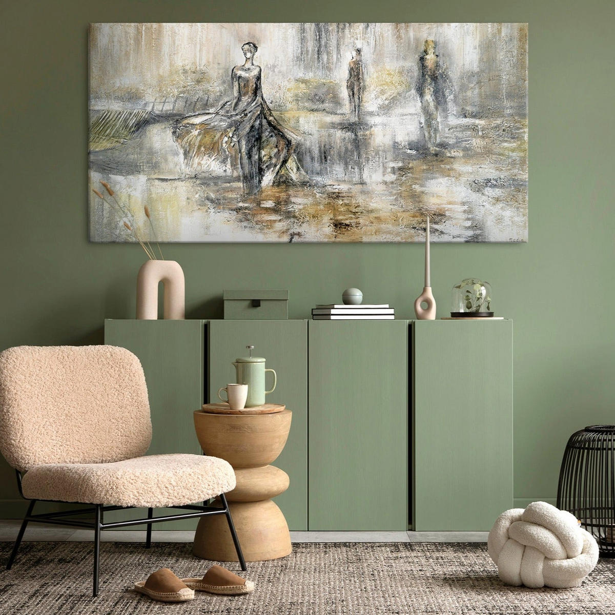 GEMÄLDE Modenschau auf Keilrahmen 120x60 cm - Ecru, Holz (120/60cm) - YS-art gallery