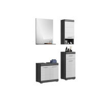 BADKOMBINATION 4tlg. Scout Bad in Rauchsilber Nachbildung und weiß hochglanz B/H/T: 112x191x34 cm - Anthrazit, Holz (112/191/34cm)