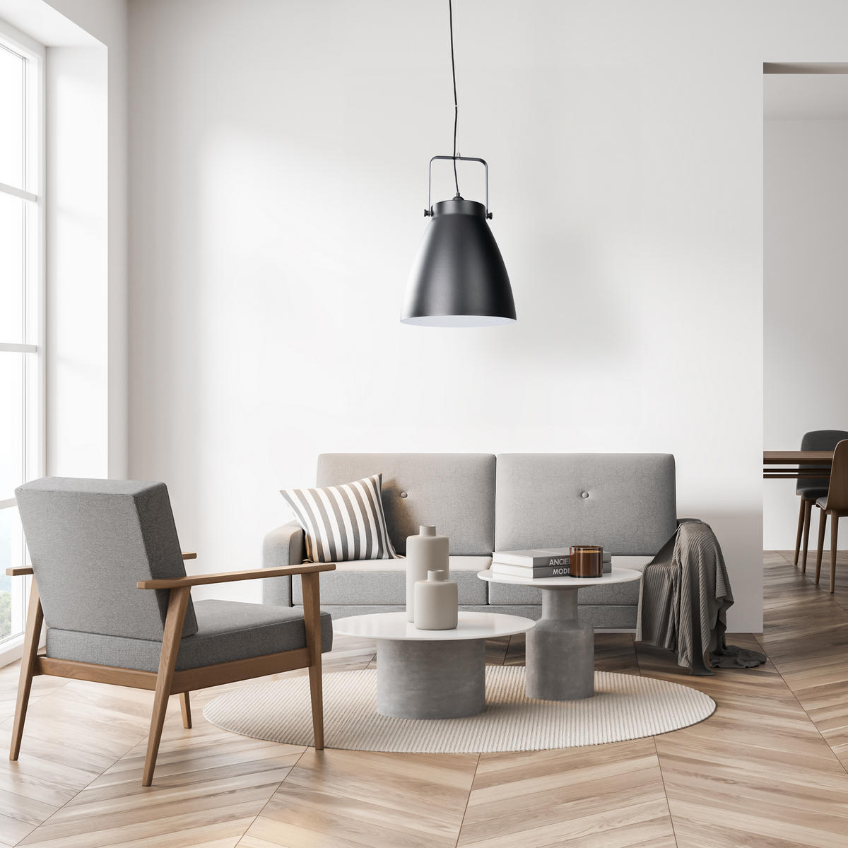 PENDELLEUCHTE Boone Pd - Schwarz, Metall (39/39/58.4cm) - Paco Home