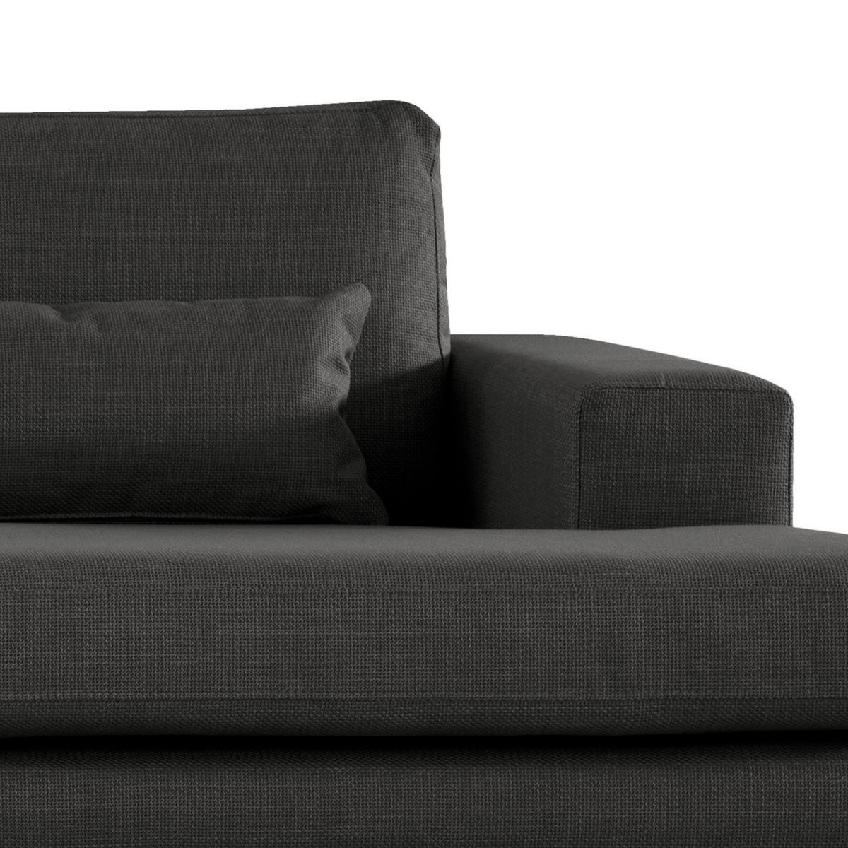 WOHNLANDSCHAFT mit Longchair - Eichefarben/Schwarz, Eichenholz/Textil (371/81/219cm) - home24