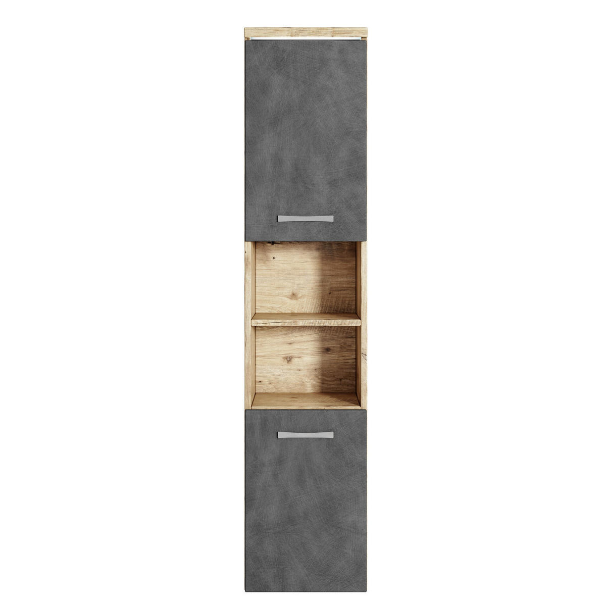 BADEZIMMERSCHRANK Paso mit 2 Türen Kastanien Eiche / Grau - 35 x 35 x 160 cm - Eichefarben/Grau, Holz (35/160/35cm) - Badplaats