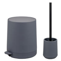 BAD-ACCESSOIRES-SET TESERO, Soft-Touch, grau - Grau, Kunststoff (22.5/25.5/25cm) - eluno