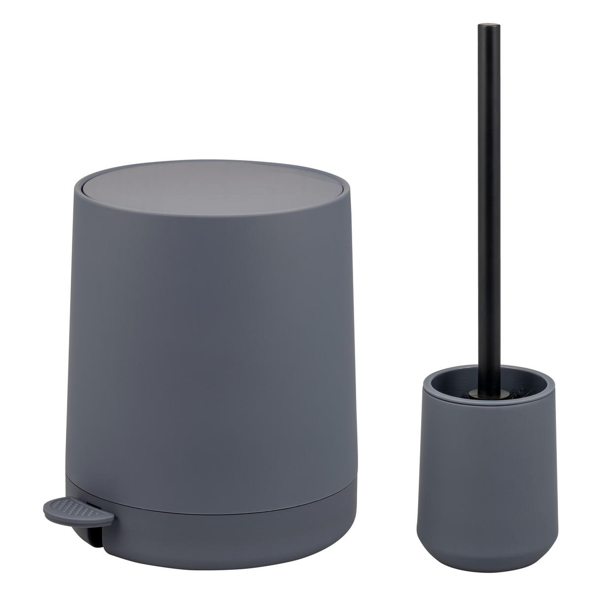 BAD-ACCESSOIRES-SET TESERO, Soft-Touch, grau - Grau, Kunststoff (22.5/25.5/25cm) - eluno