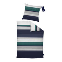 BETTWÄSCHE-GARNITUR Biber Querstreifen marine, 135x200 cm + 80x80 cm - Dunkelblau, Textil (135/200cm) - Daniel Hechter