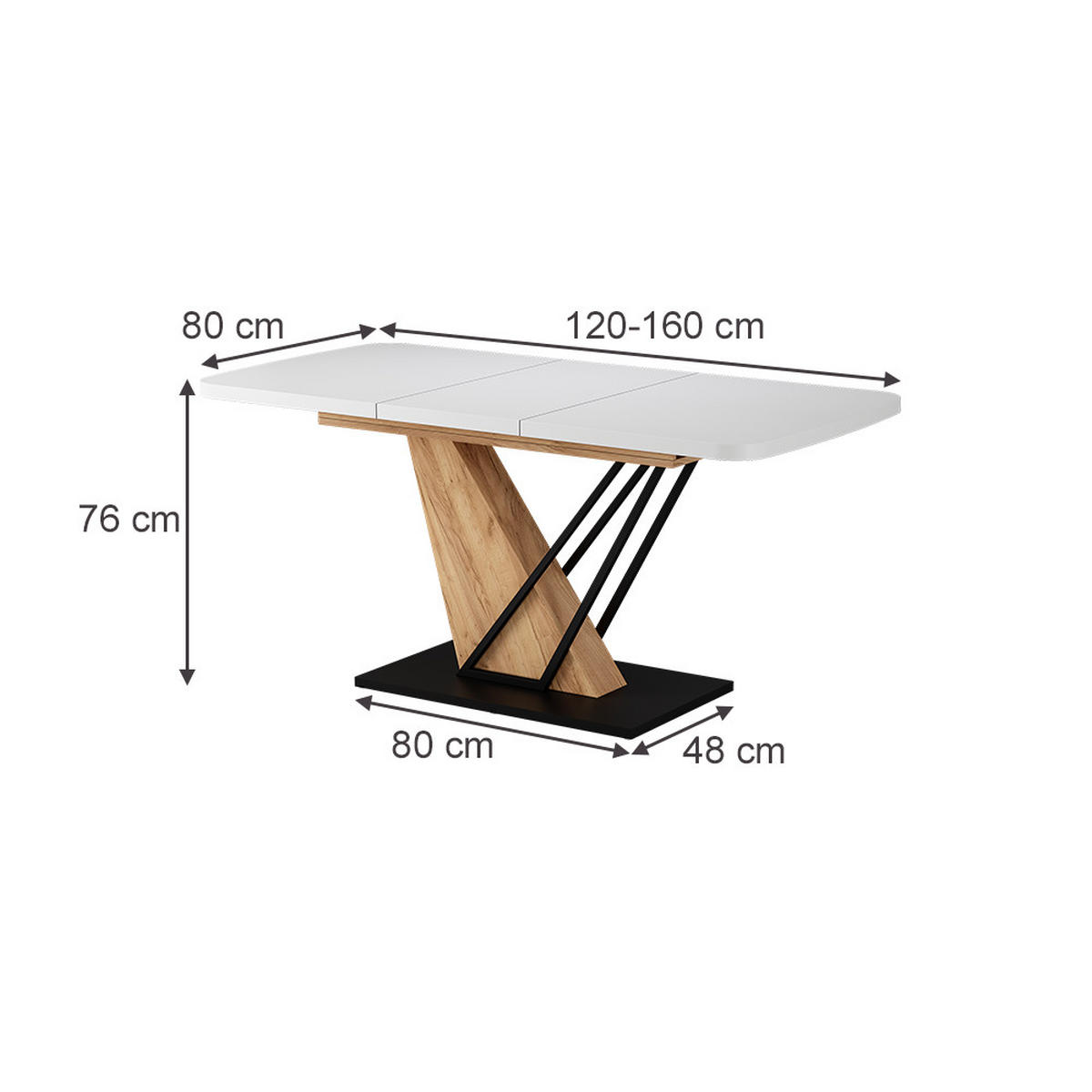 JÍDELNÍ STŮL Fenaro Bílý/zlatý dub - bílá/medově dubová, kompozitní dřevo (80/120/77.4cm) - Vicco