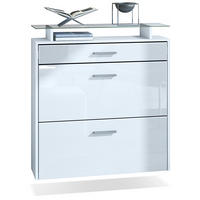SCHUHSCHRANK Malea Front in Weiß Hochglanz - Weiß Hochglanz, Holzwerkstoff (89/96/23cm) - Vladon