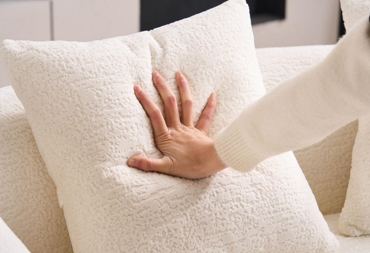 ZWEISITZER-SOFA mit tiefem Sitz Chenille Weiß - Weiß, Kunststoff (153/63/94cm) - Meubliv