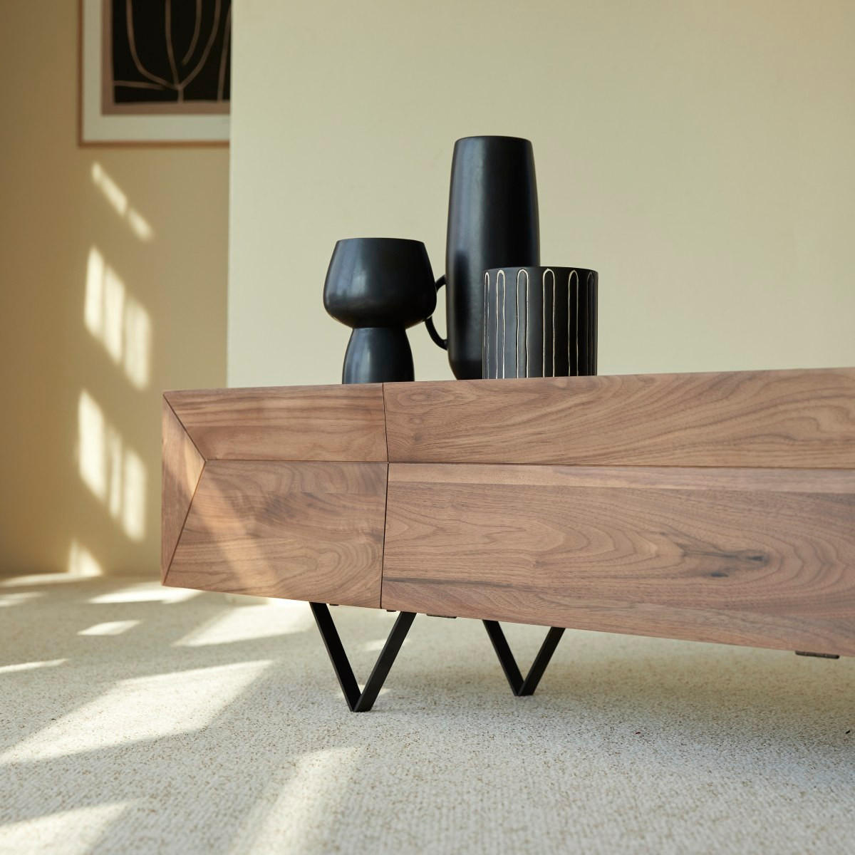 TV-SCHRANK Metric Dunkelbraun aus Walnuss - Dunkelbraun, Holz (175/43/40cm) - Tikamoon