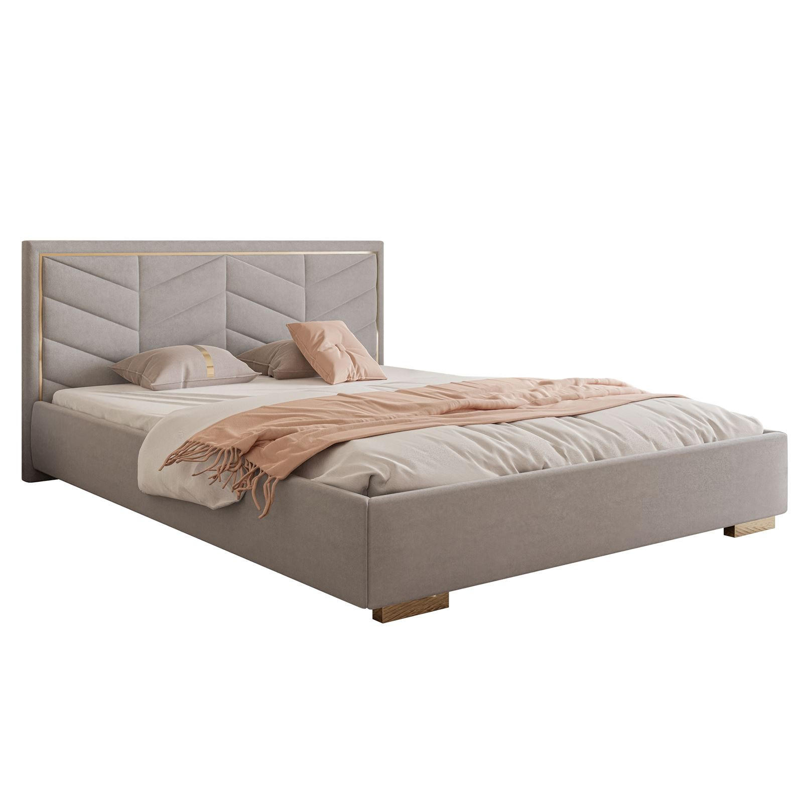 POLSTERBETT AURORA 180x200 mit Bettkasten Boston Light Grey - Hellgrau, Textil (180/200cm) - Lookway