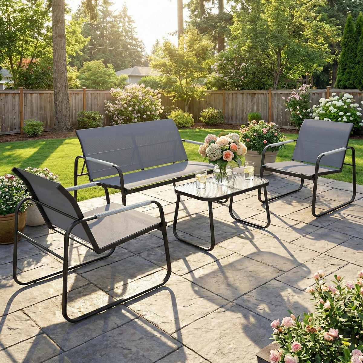 GARTENSET DE-13524 Grau - Grau, Metall - ComfortXL