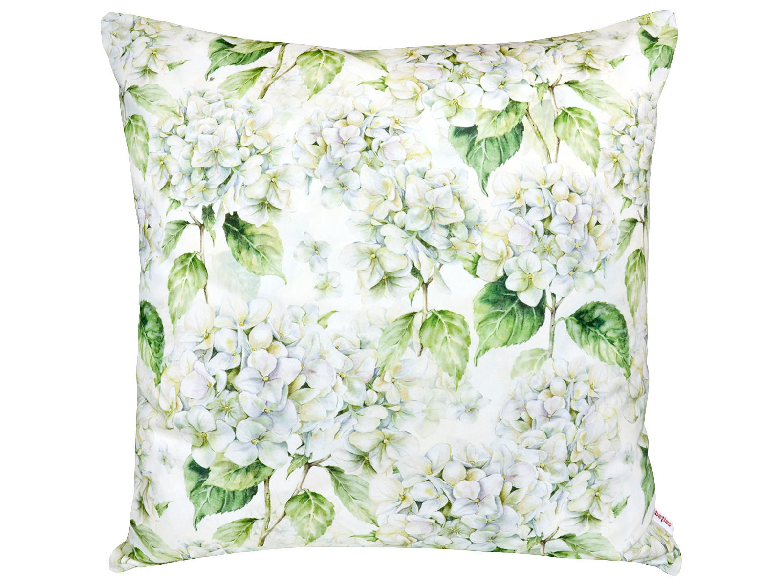 KISSENHÜLLE Landlust-Hortensie weiß 60/60 cm - Weiß/Grün, Textil (60/60cm) - beties Heimtextil