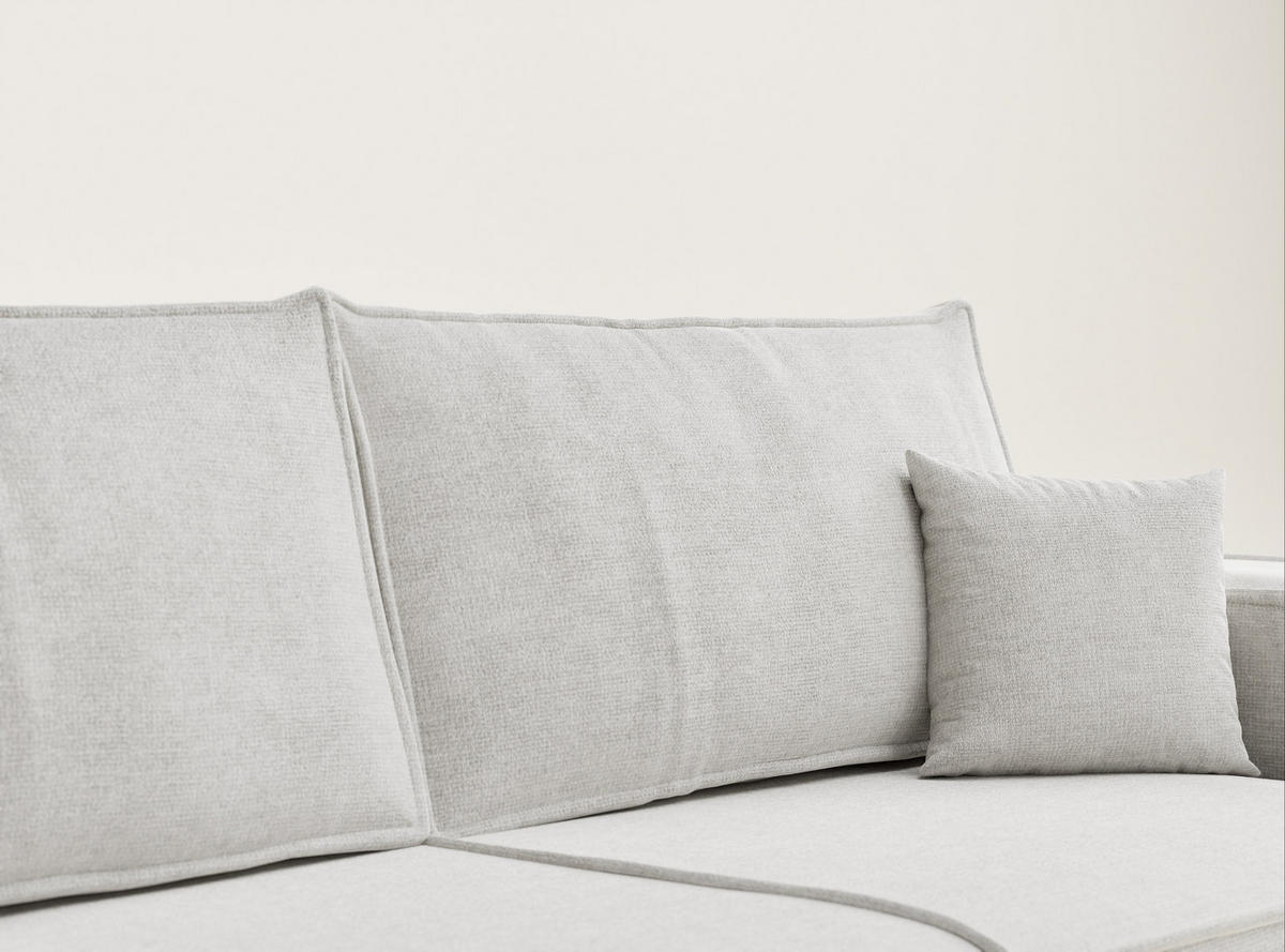 SOFA MIT SCHLAFFUNKTION Milos Beige grau Chenille-Stoff - Hellgrau/Schwarz, Holz/Holzwerkstoff (255/70/105cm) - Maison de Reve