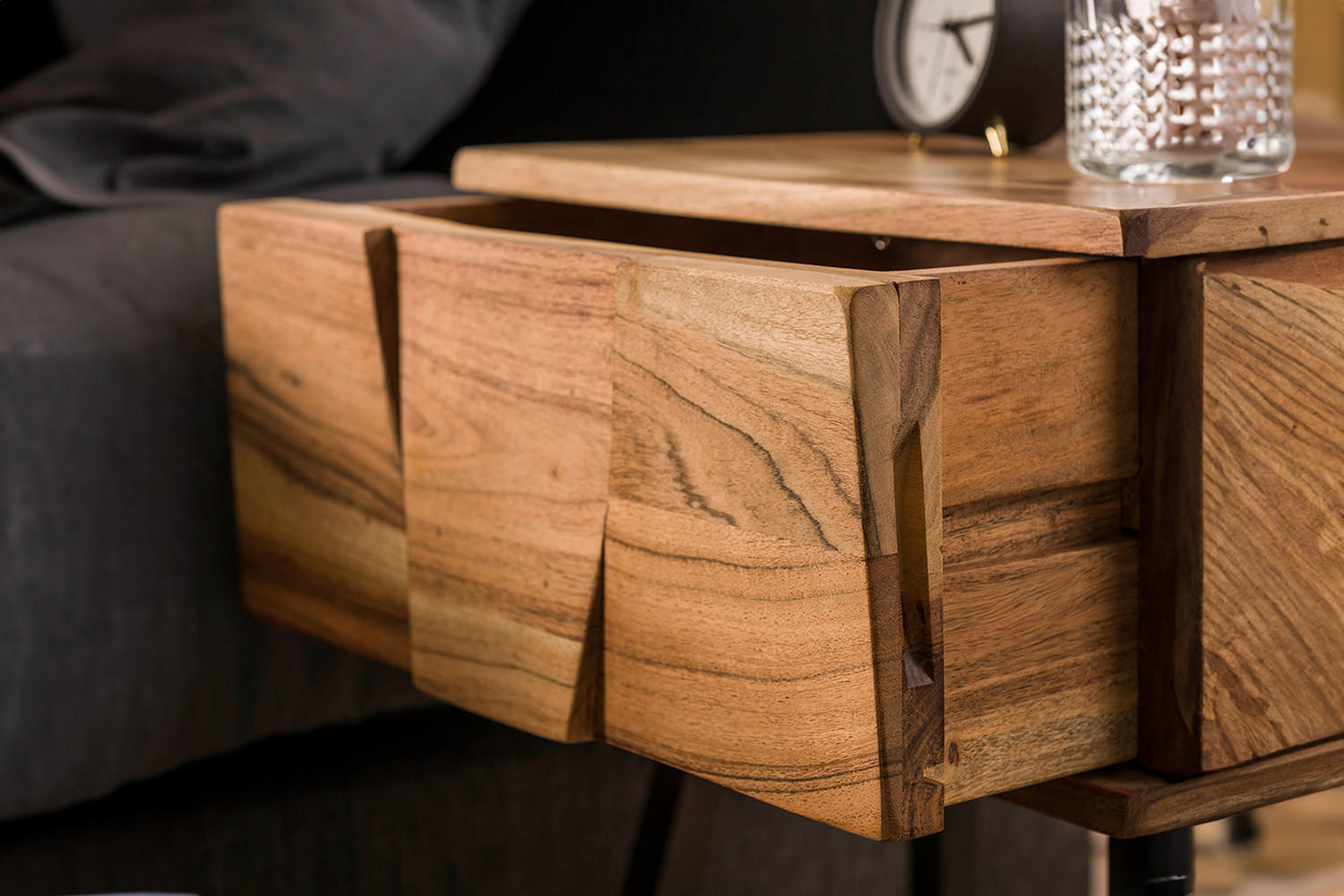 NACHTTISCH ANYL Holz Akazie - Braun, Holz (40/60/30cm) - KAWOLA