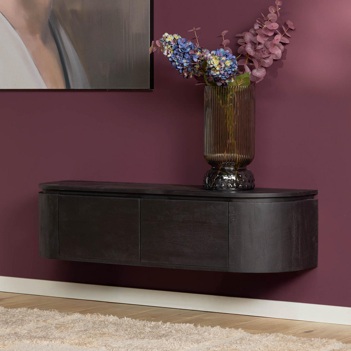 LOWBOARD Magnificent Mangoholz 120 cm / 35 cm Schwarz - Schwarz, Holz (120/30/35cm) - Villa Möbel
