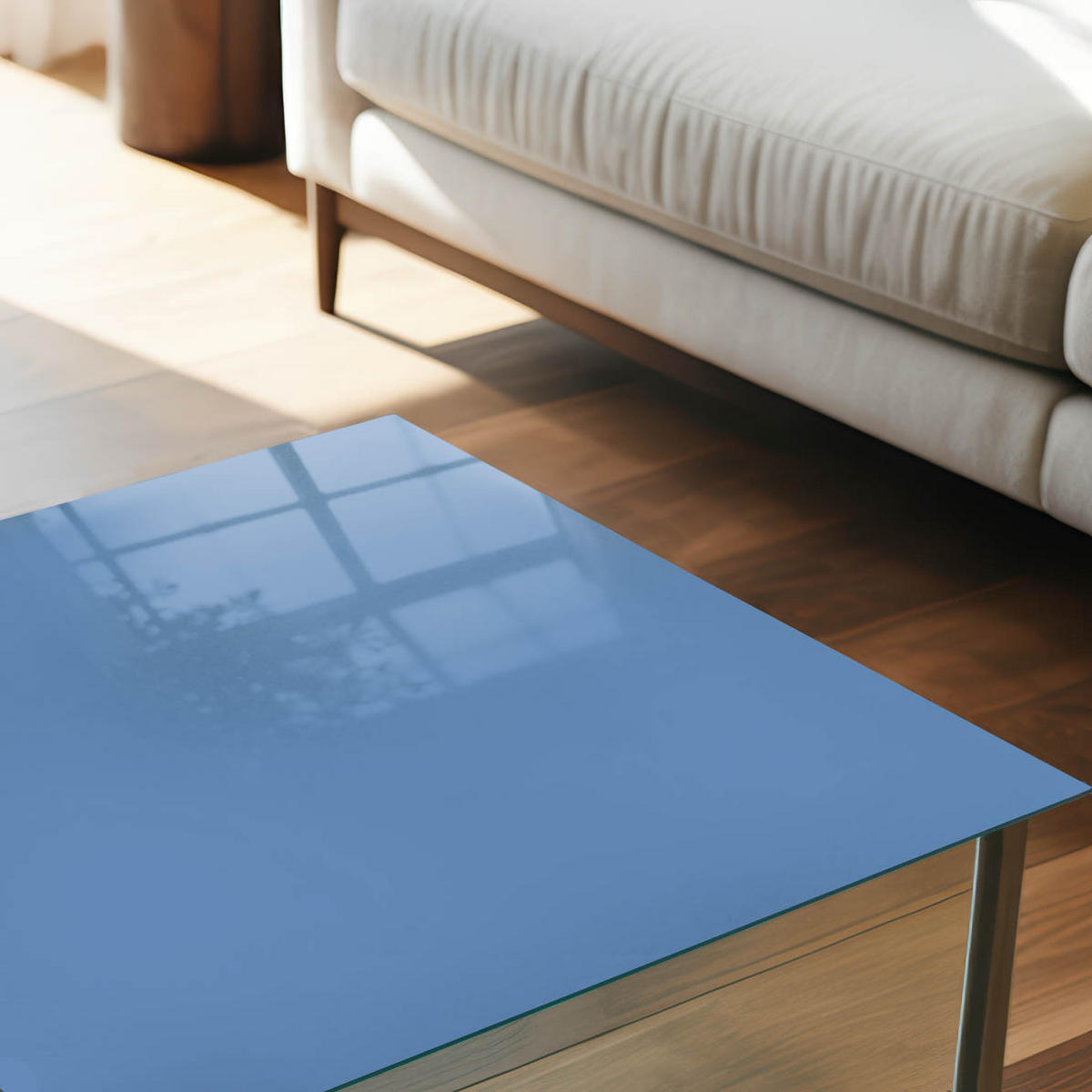 TISCHPLATTE 50x50 cm – Blaue Farbe - Orange, Glas (50/50/0.4cm) - Wallfluent