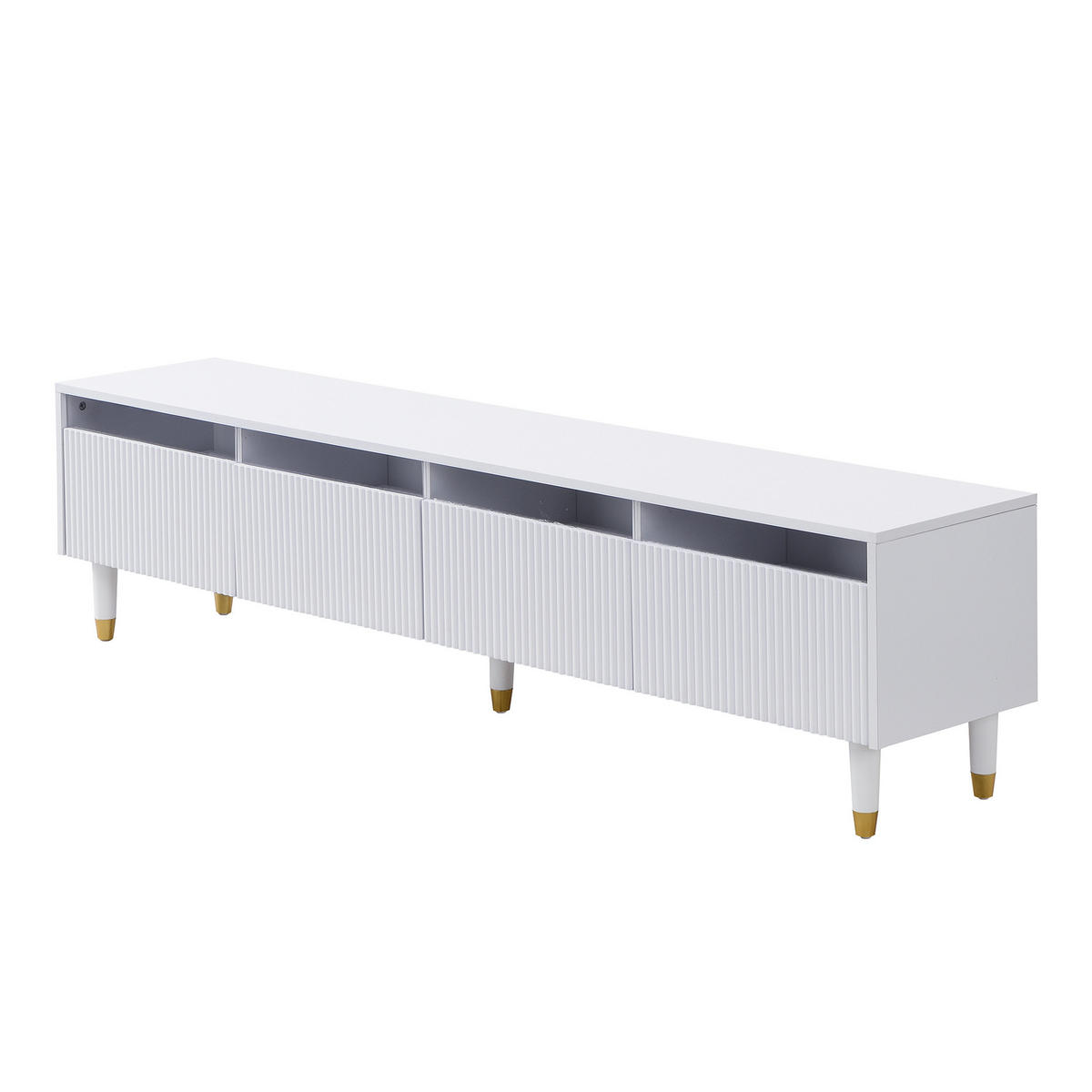 OBÝVACÍ sestava z MDF 178x35x45 / 110x50x40 cm bílá s LED osvětlením, úložným prostorem a akrylovými prvky - bílá, kompozitní dřevo (178/35/45cm) - Modfu