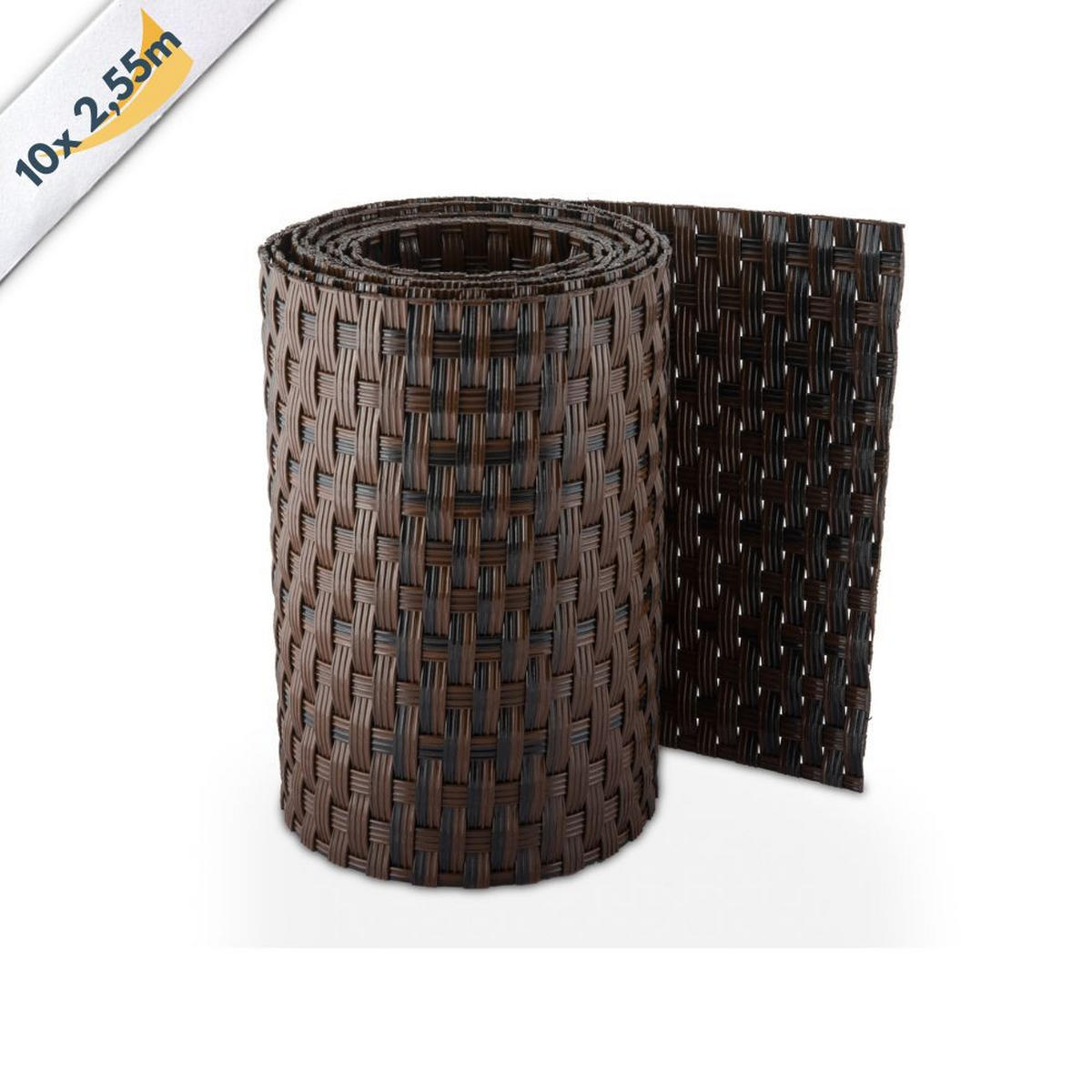 SICHTSCHUTZSTREIFEN Rattan für Doppelstabmatten UV-beständig Schwarzbraun 10x 2,55m - Schwarz, Kunststoff (2550/19cm) - ZAUN|ZU