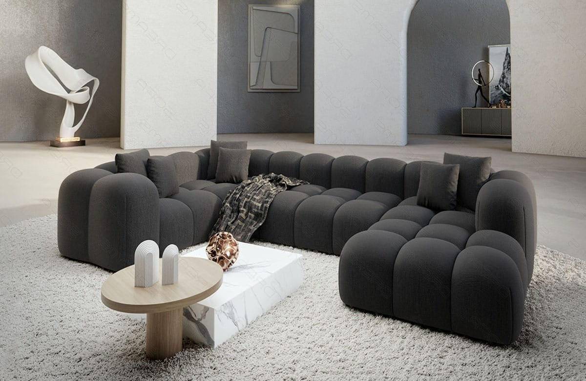 WOHNLANDSCHAFT Cloud Anthrazit Strukturstoff - Anthrazit, Kunststoff (314/72/184cm)