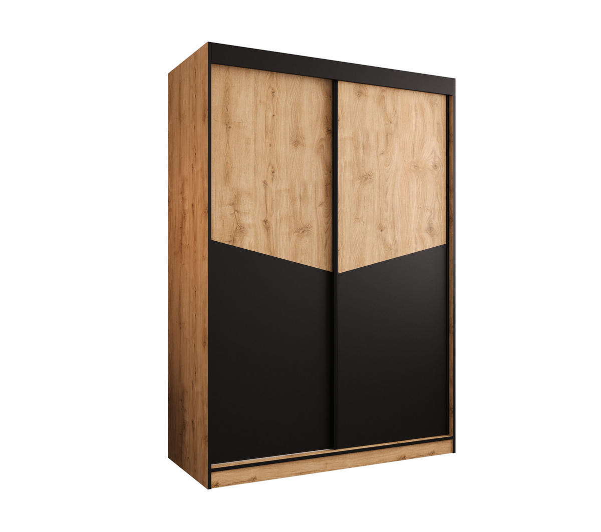 SCHIEBETÜRENSCHRANK DUBLIN 150, 2-türig Kleiderschrank, Moderne Garderobe, Schrank in Größe: 150 x 215 x 65 cm - Schwarz/Braun, Holzwerkstoff (150/215/65cm) - O-Sofa