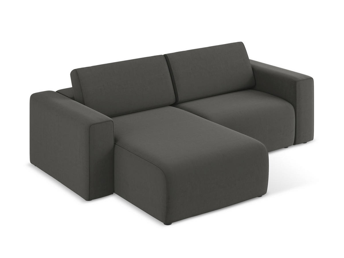 ECKSOFA Links Samt Stoff Grau - Dunkelgrau/Schwarz, Kunststoff/Textil (167/224cm) - Makamii