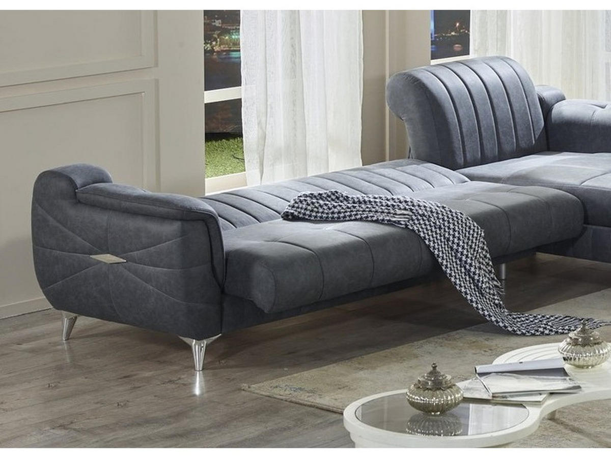 ECKSCHLAFSOFA Osorno Relax Ecksofa - Langer Schenkel Links - Anthrazit, Holzwerkstoff/Kunststoff (310/180cm)