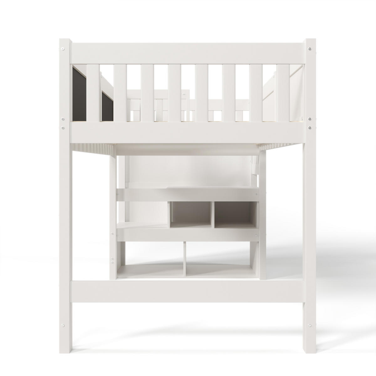 HOCHBETT 90/200 cm Weiß mit Whiteboard und Rausfallschutz - Weiß, Holzwerkstoff (90/200cm) - OKWISH