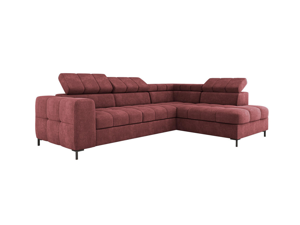 ECKSOFA PABLOS Vogue, L-förmig, Moderne, mit verstellbarem Kopfteil, Schlaf- & Lagermöglichkeiten, freistehend, RECHTS 279x201x97 cm Red - Rot, Holz/Textil (279/201cm) - DomoHome