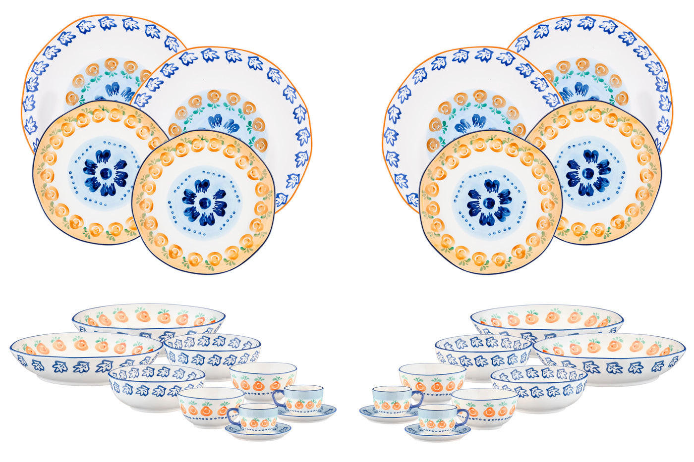 KOMPLETTES SERVICE Napoli - 28er-Set - Zitrusfrucht - Weiß, Keramik (1/1/1cm) - Björn