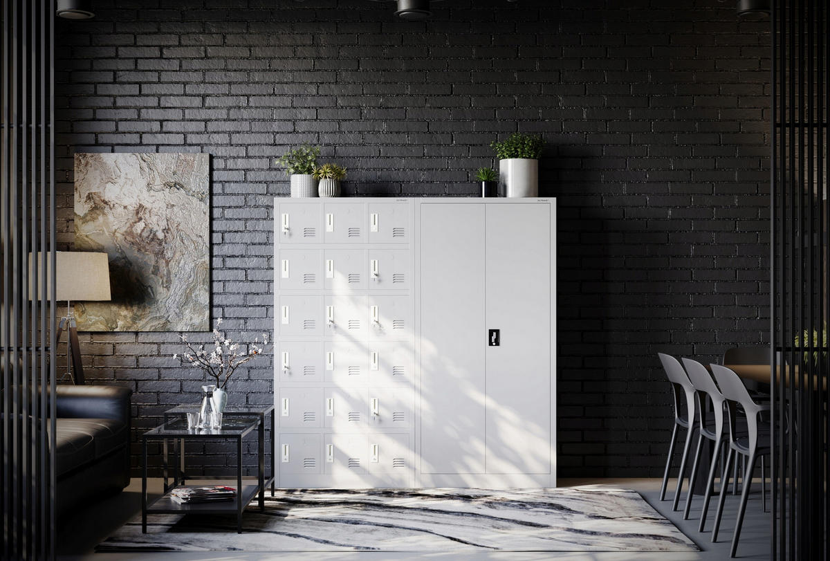 SCHLIESSFACHSCHRANK KAROL - Grau, Metall (90/185/40cm) - Jan Nowak