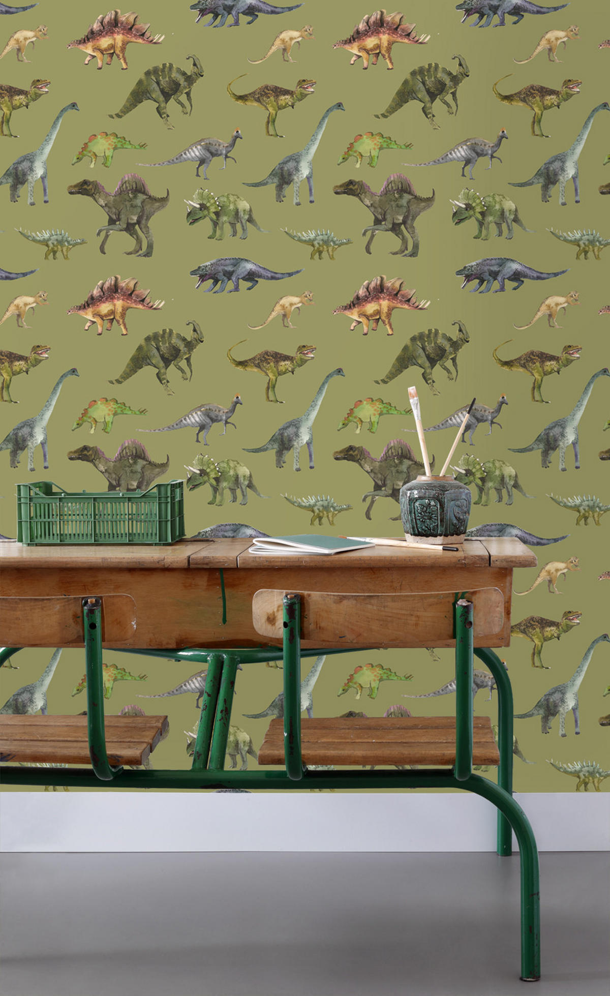 TAPETE Dinosaurier 50 x 900 cm - Grün, Papier (50/0.1cm) - Sanders & Sanders