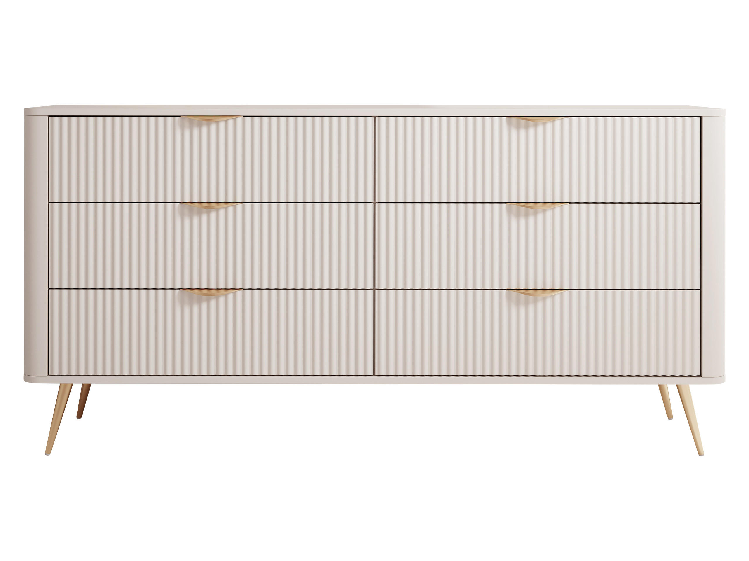 KOMMODE Lante 6S - Beige/Goldfarben, Holzwerkstoff/Metall (164/82/38cm) - MIRJAN24