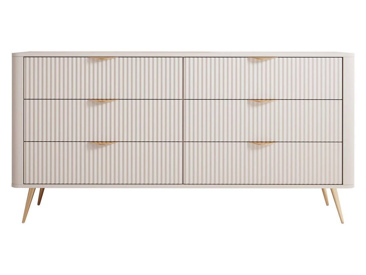 KOMMODE Lante 6S - Beige/Goldfarben, Holzwerkstoff/Metall (164/82/38cm) - MIRJAN24