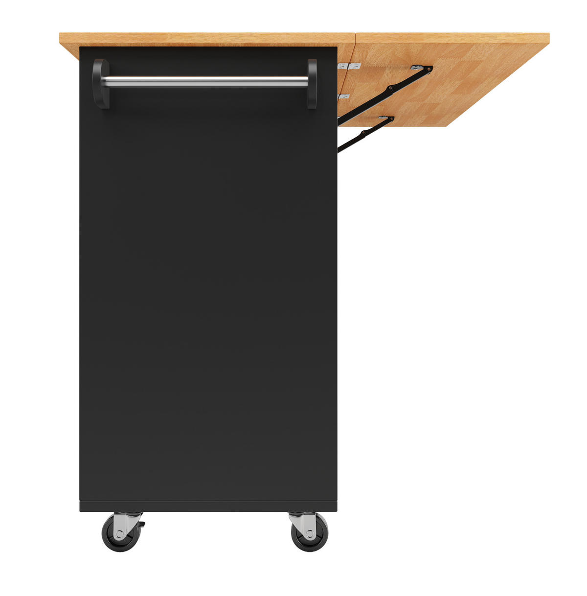 KÜCHENINSEL 122/46/91,5 cm Schwarz aus MDF mit klappbarer Tischplatte - Schwarz, Holzwerkstoff (74.5/91.5/122cm) - OKMYHOME