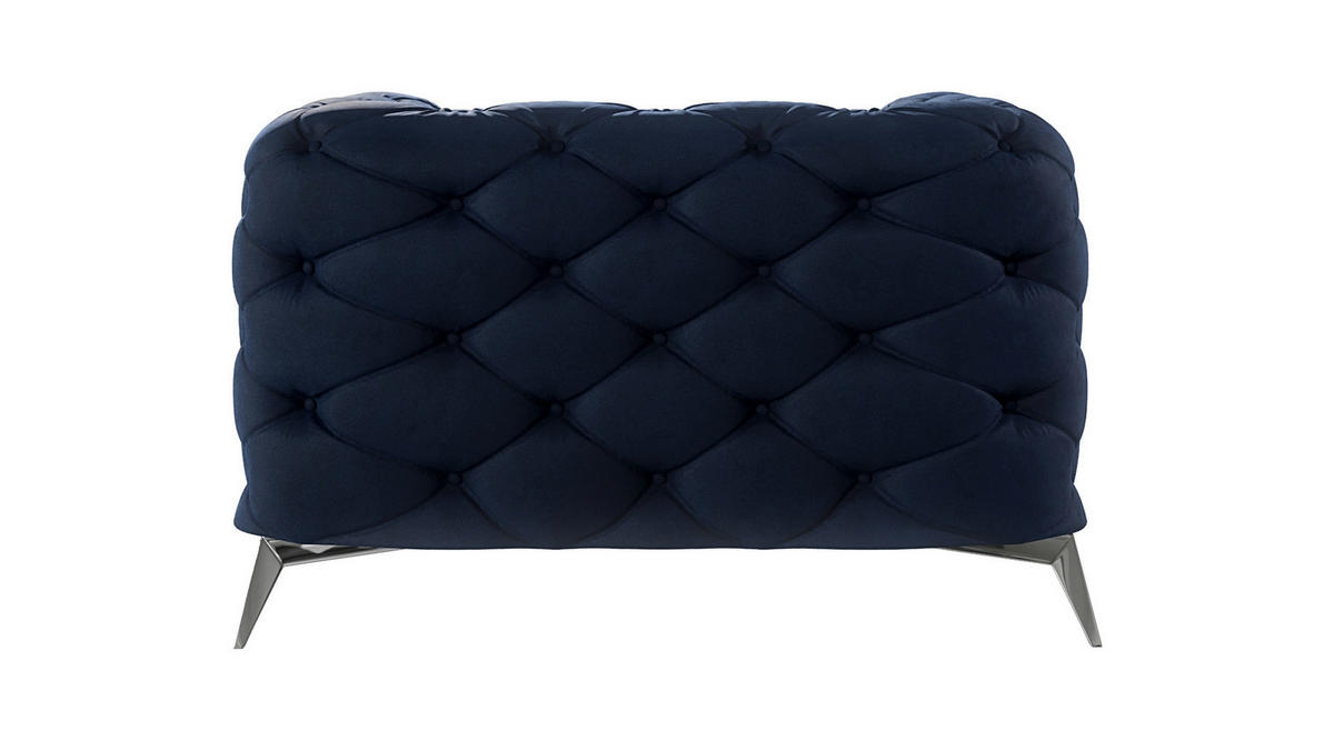 CHESTERFIELD-SESSEL Laura Marineblau Samt - Silberfarben/Dunkelblau, Holz/Textil (125/75/100cm) - S-Style Möbel