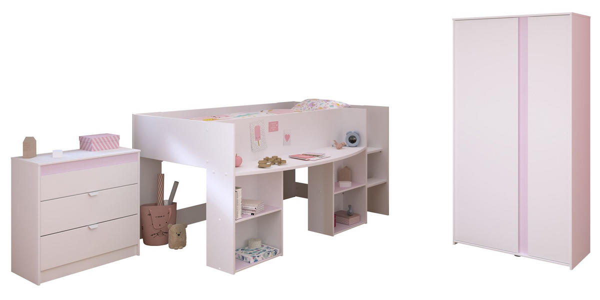 KINDERZIMMER-SET 3-tlg. Parisot Pirouette 12 Holzdekor Weiß - Weiß, Kunststoff (100/1/200cm) - 58aufmkessel