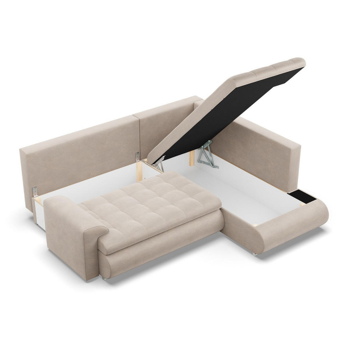 ECKSOFA RECHTS MIT SCHLAFFUNKTION FORESTA, Beige - Beige, Textil (230/200cm) - Mebligo