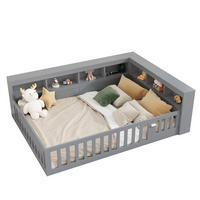 KINDERBETT aus Spanplatte 140x190 cm in Grau mit USB & Steckdose - Grau, Holzwerkstoff (140/190cm) - Modfu