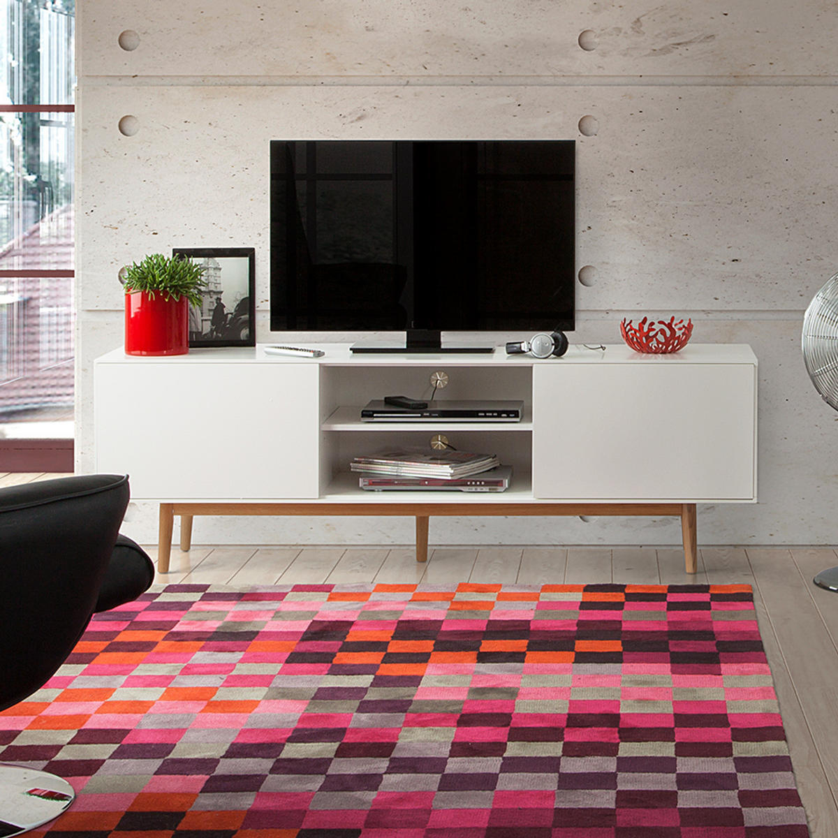TV-LOWBOARD - Eichefarben/Weiß, Eichenholz/Holz (180/59/45cm) - home24