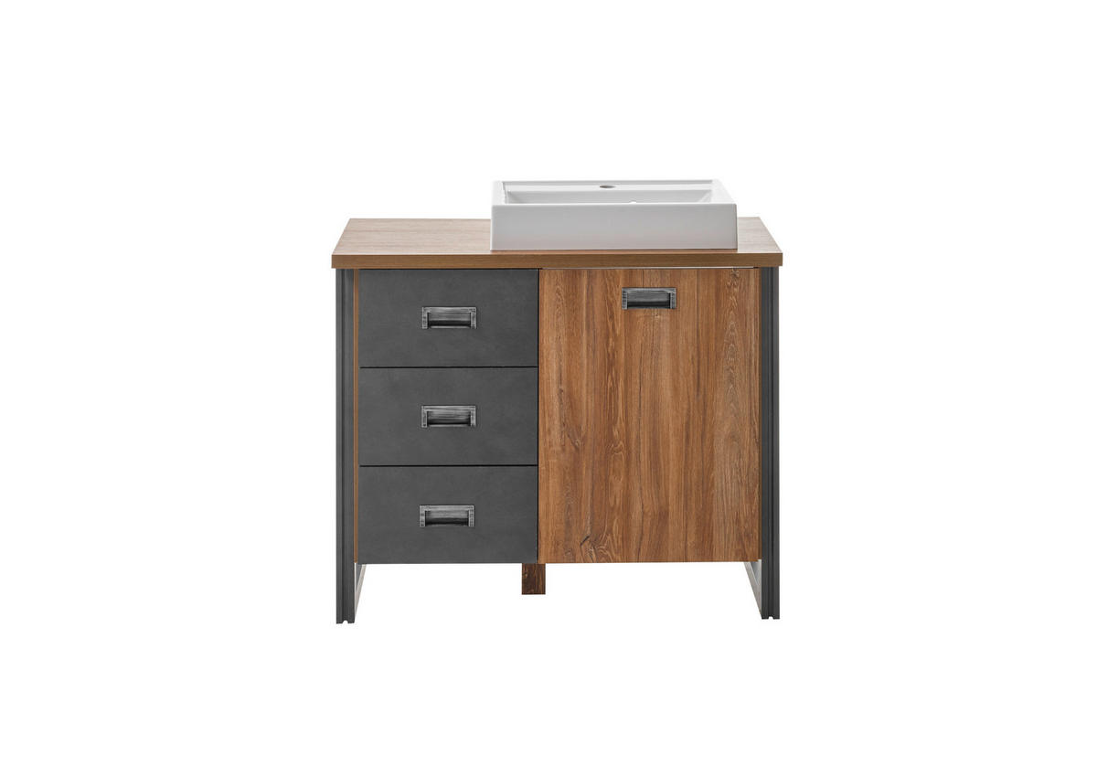 WASCHTISCH I12 Stirling Oak & Matera 91/85/40 cm mit Waschbecken - Eichefarben, Holzwerkstoff (91/85/40cm) - Livojo