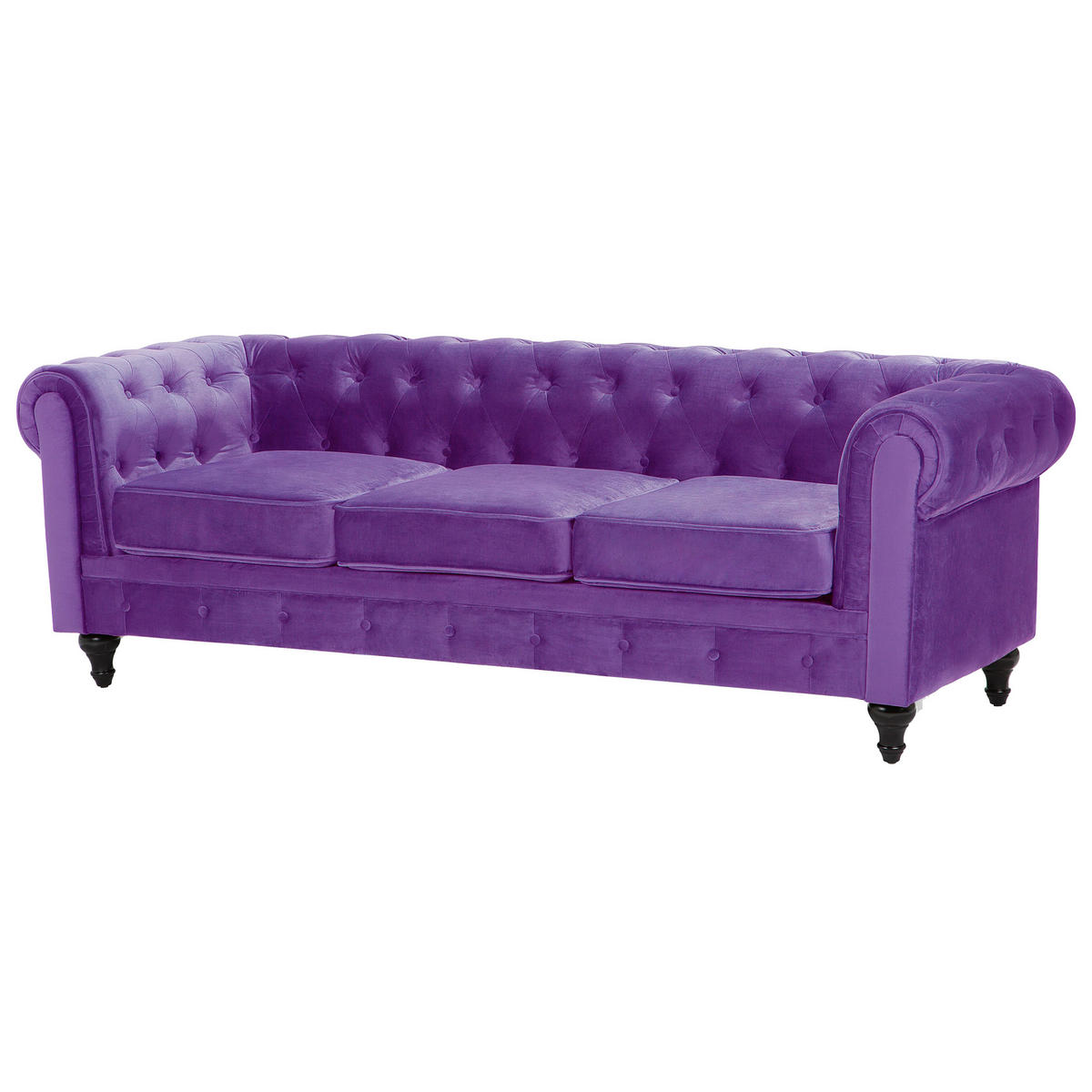 4-SITZER SOFA SET Samtstoff Violett Chesterfield - Violett, Textil (201/70/75cm) - Beliani