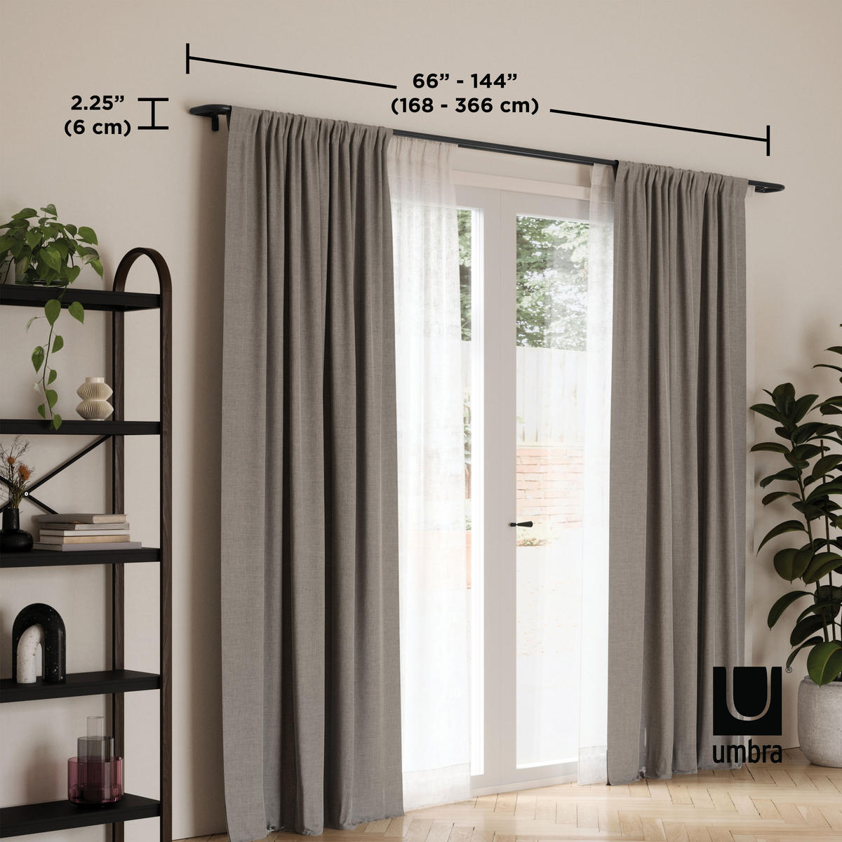 DOPPEL-GARDINENSTANGE Twilight, Schwarz - Schwarz, Metall (168cm)