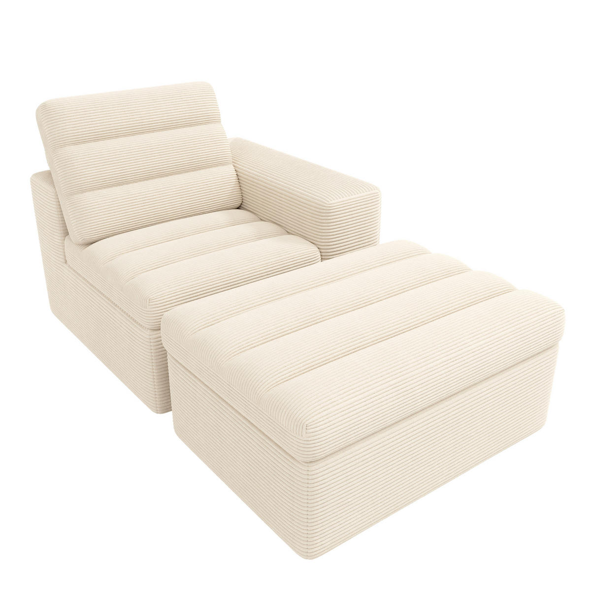 SOFA Modulares Ecksofa 253 x 161 x 89 cm Beige Cord - Beige, Kunststoff (161/253cm) - Meubliv