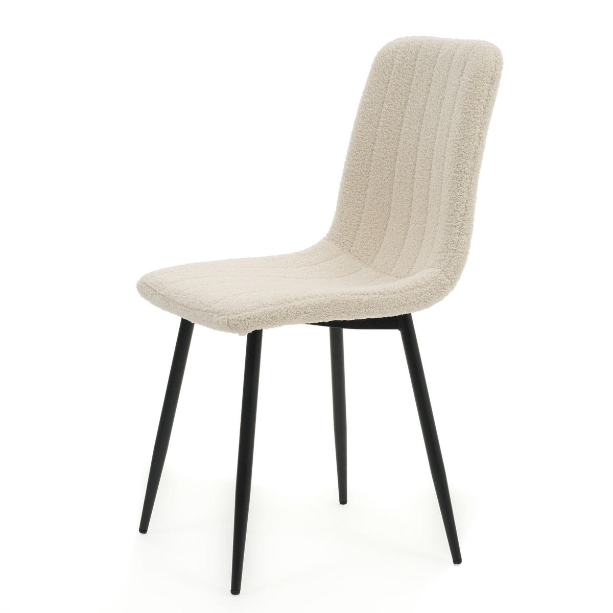 STUHL GELA gepolstert mit Steppung - hellbeige - Boucle TEDDY - Ecru/Schwarz, Textil/Metall (45/89/53cm) - NEW HOME