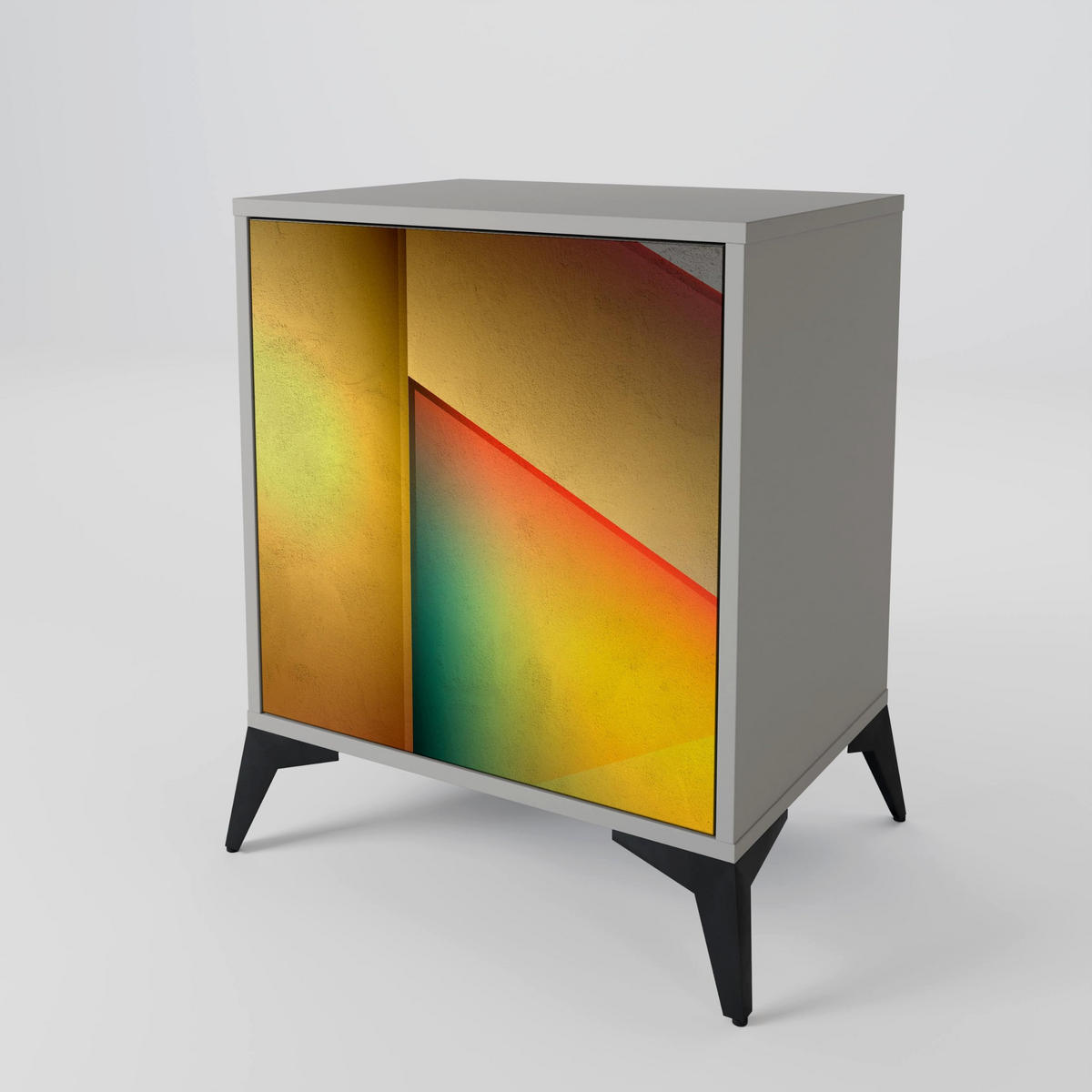 SIDEBOARD PIERCING SHARPNESS, Grau, 57,5x42x72,5 cm, Schwarze Metallfüße - Multicolor/Schwarz, Holzwerkstoff/Metall (57.5/72.5/42cm) - SpaceRebels