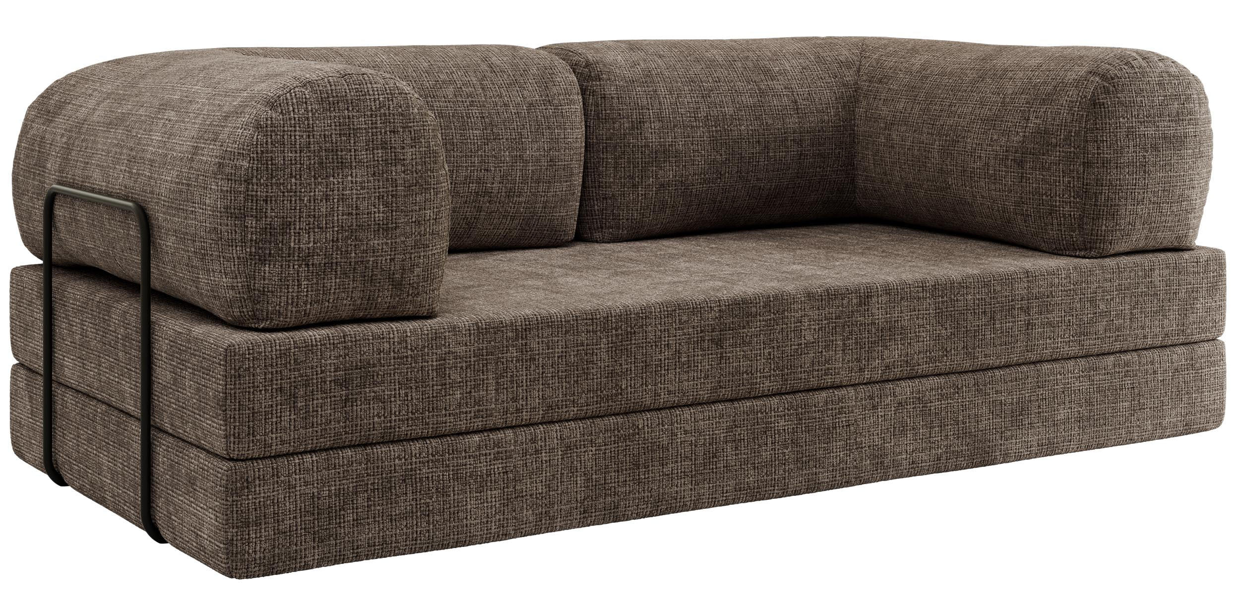 TŘÍMÍSTNÁ POHOVKA ORSETTO - Hnědá Hrubě tkaná žinylka - černá/hnědá, kov/textil (200/70/100cm) - MKS