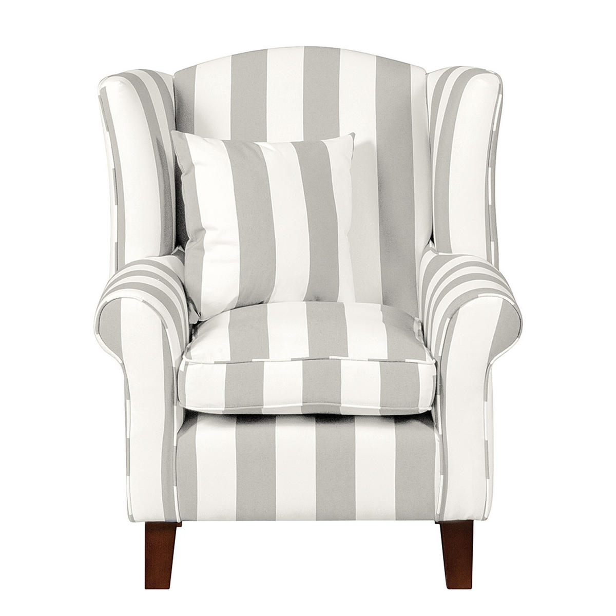 SESSEL ohne Hocker - Webstoff - Beige gestreift - Beige, Holz/Textil (78/95/78cm) - home24